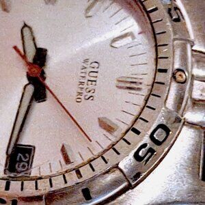 Men's GUESS Waterpro Silver Tone Classic Steel Bracelet Watch, Date, 39mm Quartz